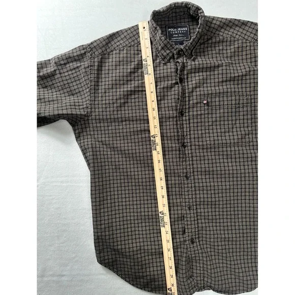 Polo Jean Ralph Lauren Men's Plaid Button Down Shirt Size L Authentic Denim Wear - Picture 5 of 6